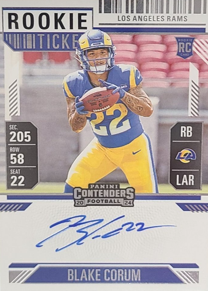 Blake Corum 2024 Contenders #112 Rookie Ticket Auto Price Guide ...
