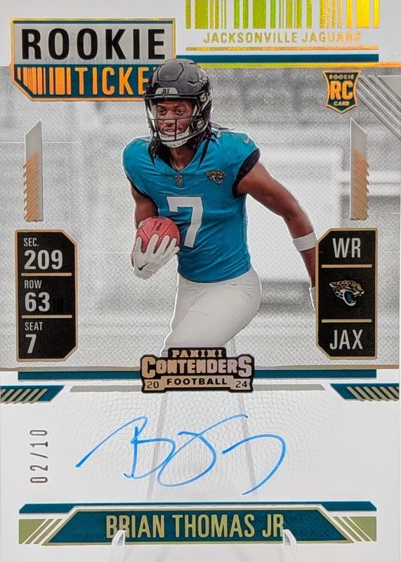 Brian Thomas Jr. 2024 Contenders #103 Rookie Ticket Auto - Clear Ticket /10 RAW