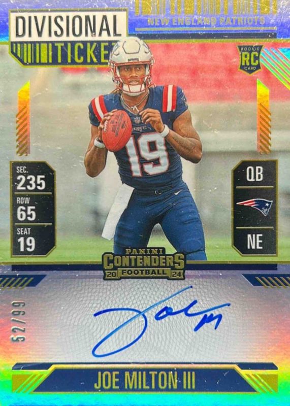Joe Milton III 2024 Contenders #106 Rookie Ticket Auto - Divisional Ticket /99 RAW