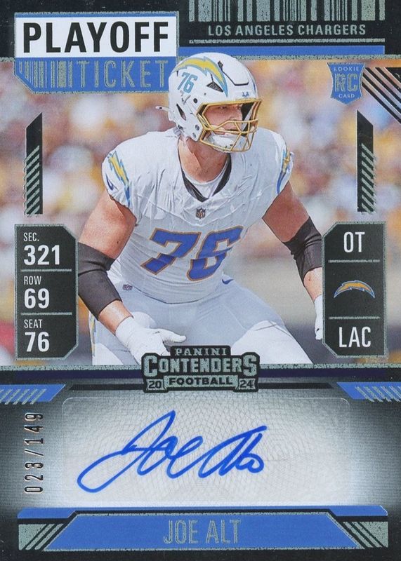 Joe Alt 2024 Contenders #166 Rookie Ticket Auto - Playoff Ticket /149 RAW