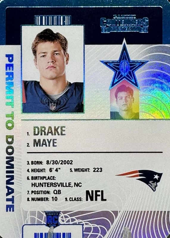 Drake Maye 2024 Contenders #2 Permit to Dominate /(SSP) Rookie RAW
