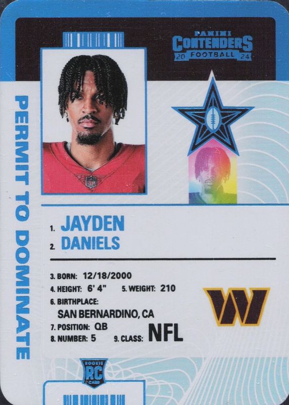 Jayden Daniels 2024 Contenders #3 Permit to Dominate /(SSP) Rookie RAW