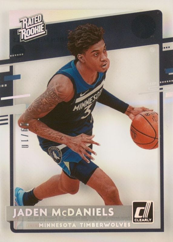 Jaden McDaniels 2020 Clearly Donruss #93 Holo Silver /10 Rookie RAW