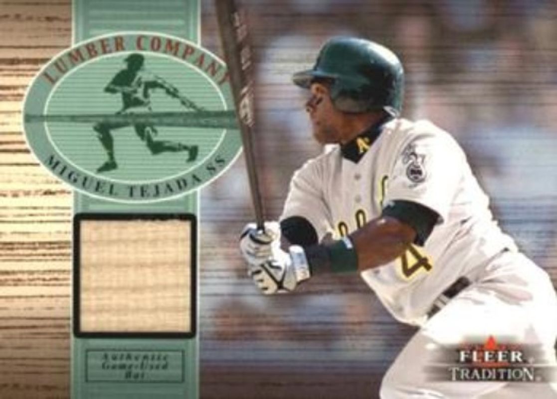 Miguel Tejada 2002 Fleer Tradition Lumber Company - Game Bat RAW