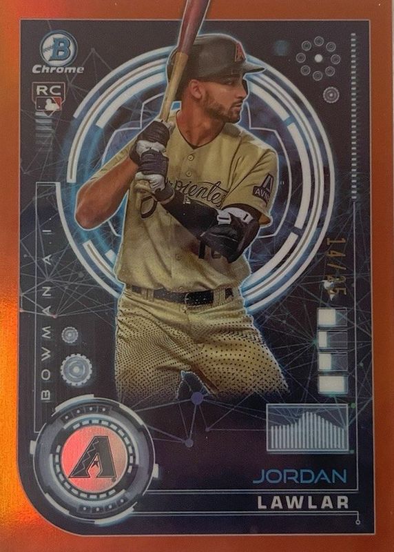 Jordan Lawlar 2024 Bowman #BAI-5 Bowman AI - Orange Refractor /25 Rookie RAW