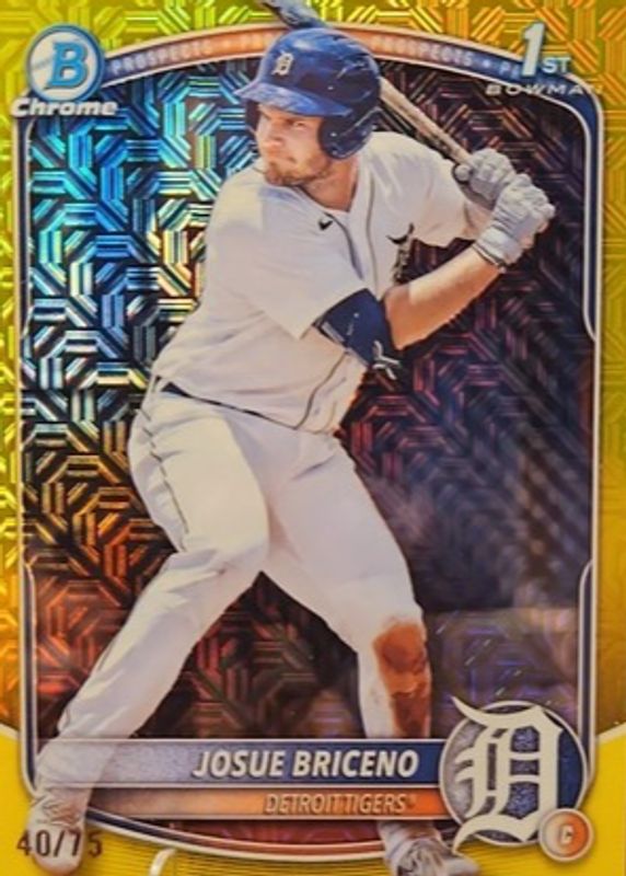 Josue Briceno 2025 Bowman Mega Box #BCP-13 Chrome Prospects - Yellow Refractor /75 (1st) RAW