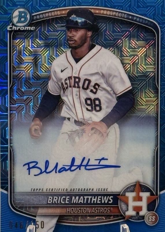 Brice Matthews 2025 Bowman Mega Box #BMA-BMA Chrome Prospect Auto - Blue Refractor /150 RAW