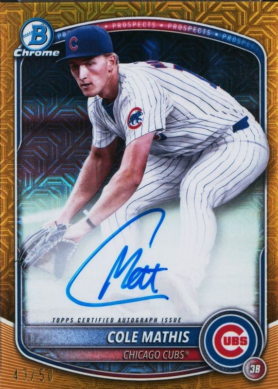 2025 Bowman Mega Box #BMA-CM Chrome Prospect Auto - Gold Refractor /50