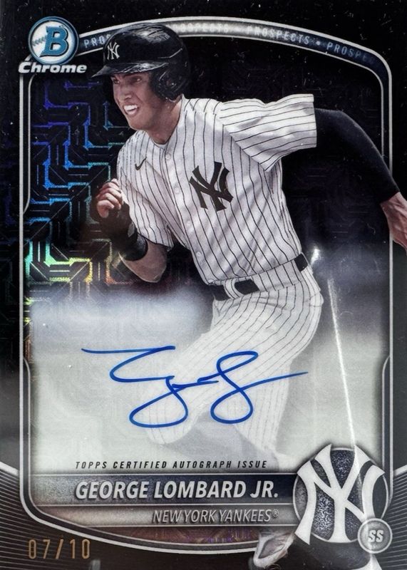 George Lombard Jr. 2025 Bowman Mega Box #BMA-GL Chrome Prospect Auto - Black Refractor /10 RAW