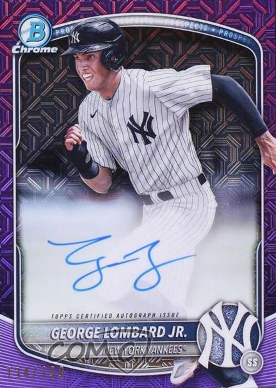 George Lombard Jr. 2025 Bowman Mega Box #BMA-GL Chrome Prospect Auto - Purple Refractor /250 RAW