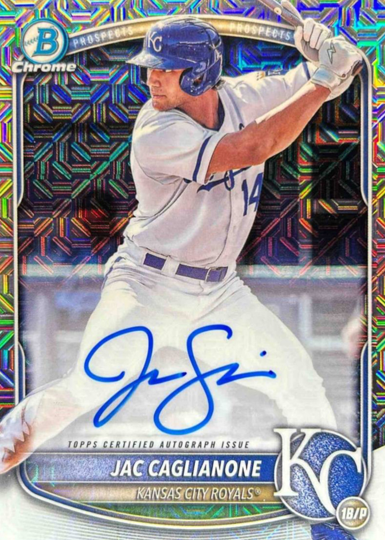 Jac Caglianone 2025 Bowman Mega Box #BMA-JC Chrome Prospect Auto