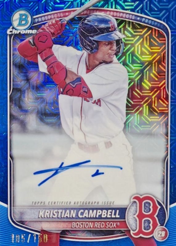 Kristian Campbell 2025 Bowman Mega Box #BMA-KC Chrome Prospect Auto - Blue Refractor /150 RAW