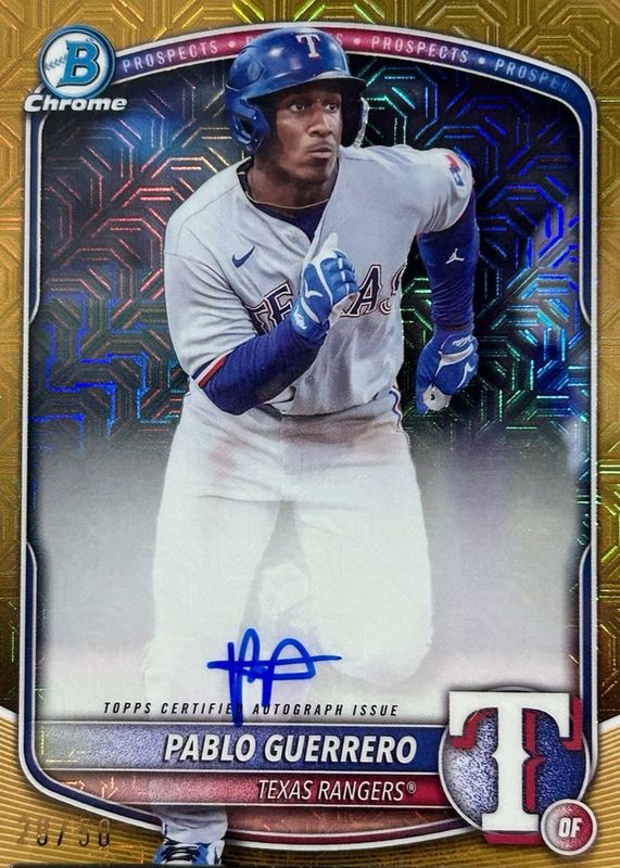 Pablo Guerrero 2025 Bowman Mega Box #BMA-PG Chrome Prospect Auto - Gold Refractor /50 RAW