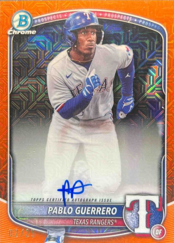 Pablo Guerrero 2025 Bowman Mega Box #BMA-PG Chrome Prospect Auto - Orange Refractor /25 RAW