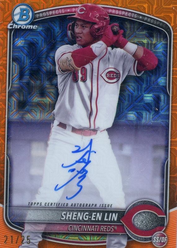 Sheng-En Lin 2025 Bowman Mega Box #BMA-SL Chrome Prospect Auto - Orange Refractor /25 RAW