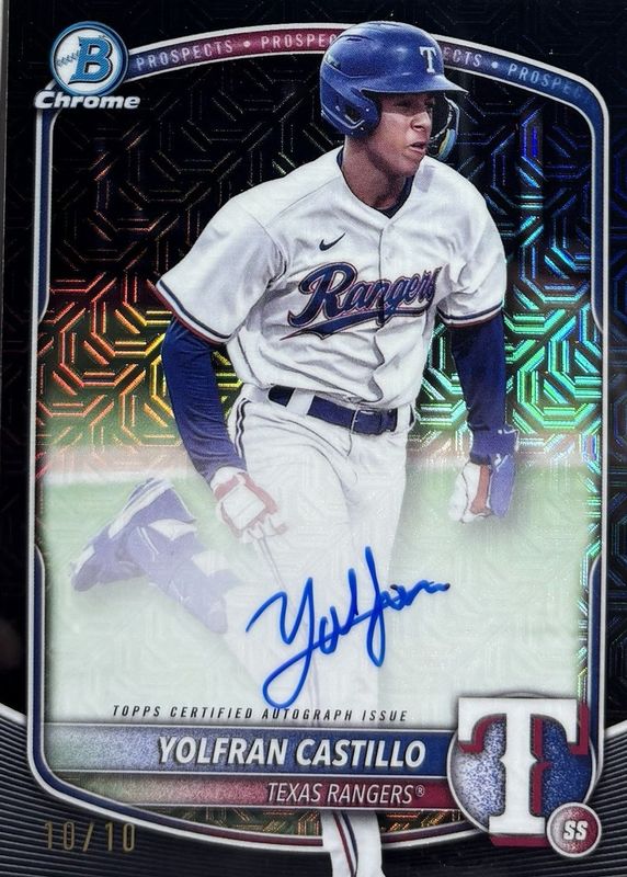 Yolfran Castillo 2025 Bowman Mega Box #BMA-YC Chrome Prospect Auto - Black Refractor /10 RAW