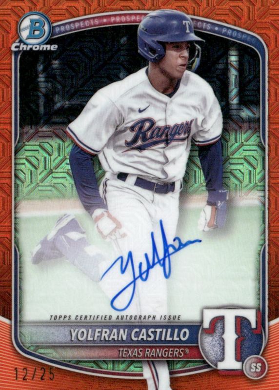 Yolfran Castillo 2025 Bowman Mega Box #BMA-YC Chrome Prospect Auto - Orange Refractor /25 RAW