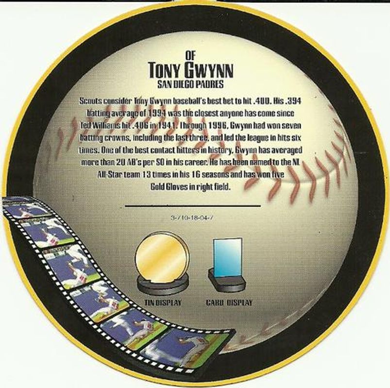 Tony Gwynn 1997 Topps Screenplays Discs RAW
