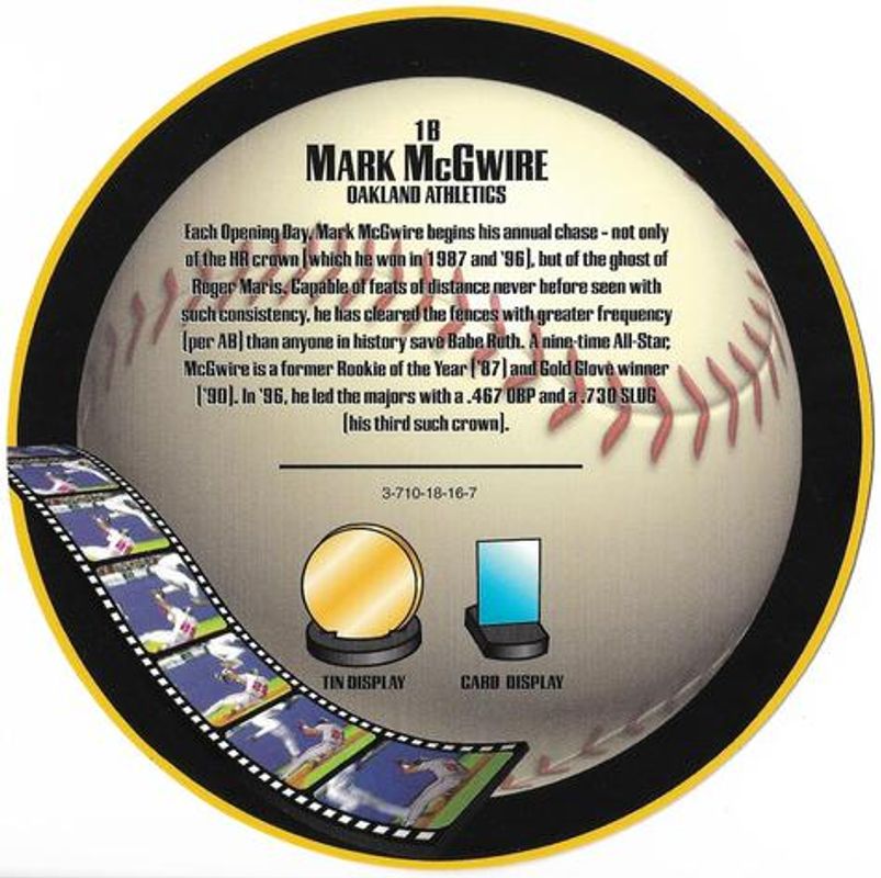 Mark McGwire 1997 Topps Screenplays Discs RAW