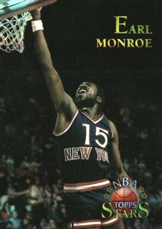 Earl Monroe 1996 Topps Stars #131 Finest Atomic Refractor RAW