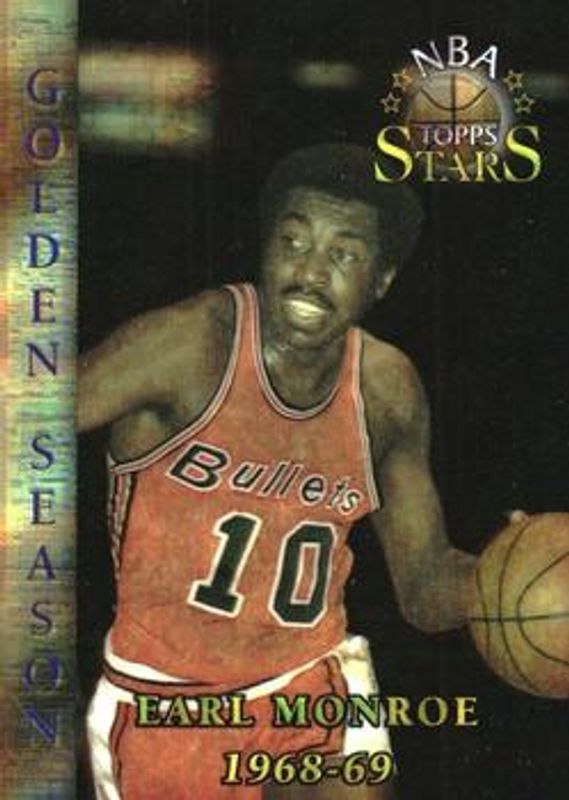 Earl Monroe 1996 Topps Stars #81 Finest Atomic Refractor RAW