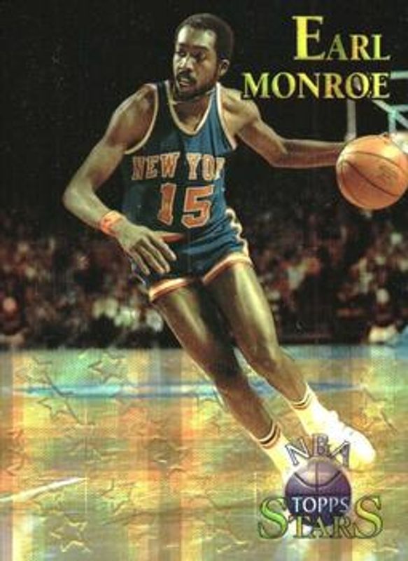 Earl Monroe 1996 Topps Stars #31 Finest Atomic Refractor RAW
