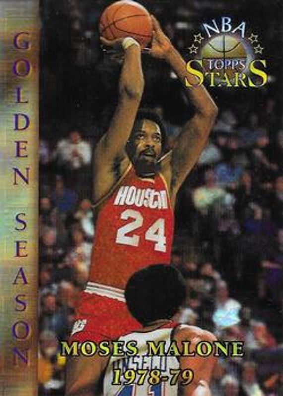 Moses Malone 1996 Topps Stars #77 Finest Atomic Refractor RAW