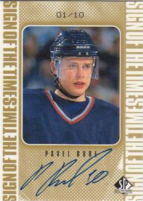Pavel Bure 1998 SP Authentic #PB Sign of the Times - Gold /18 RAW