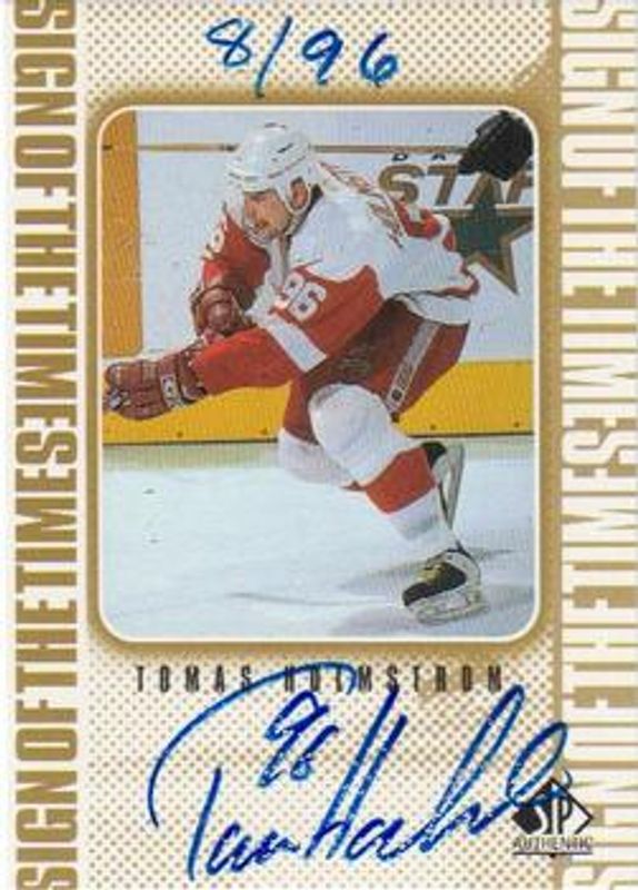 Tomas Holmstrom 1998 SP Authentic #TH Sign of the Times - Gold /18 RAW