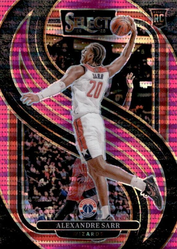 Alexandre Sarr 2024 Select #185 Premier Level FOTL Neon Purple Pulsar /5 Rookie RAW