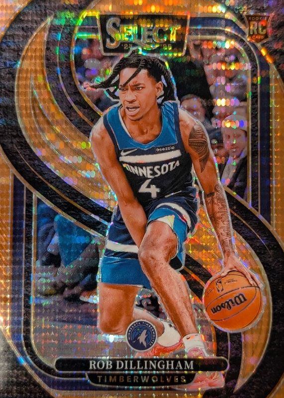 Rob Dillingham 2024 Select #187 Premier Level FOTL Neon Orange Pulsar /18 Rookie RAW