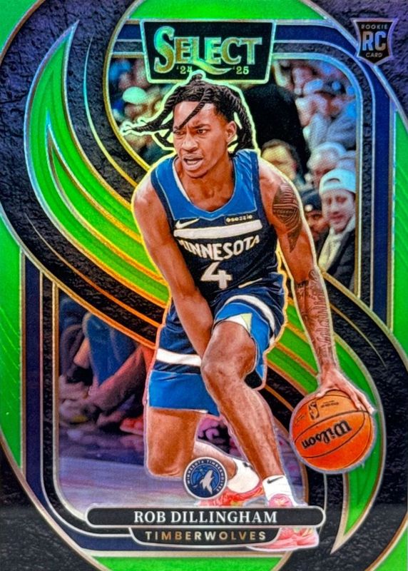 Rob Dillingham 2024 Select #187 Premier Level Neon Green /75 Rookie RAW