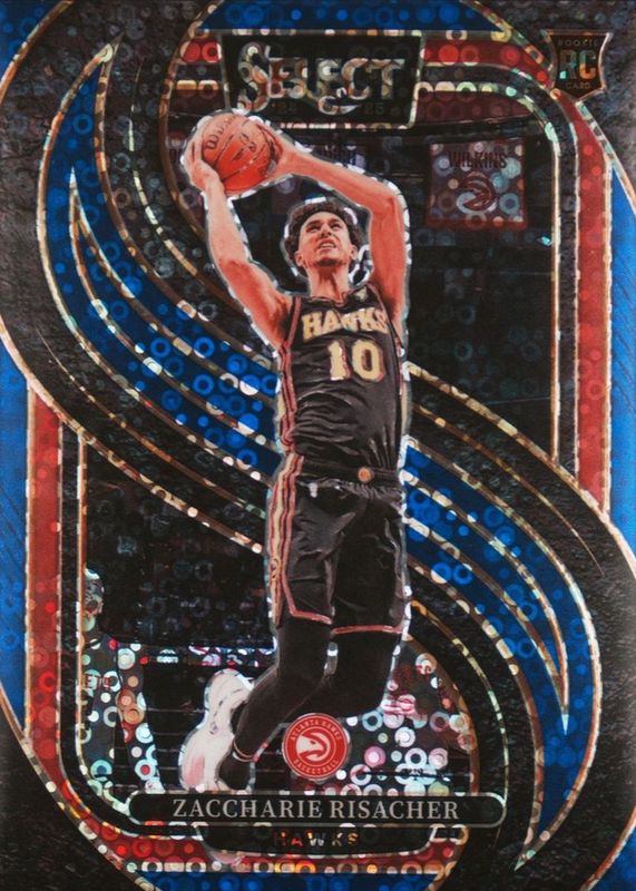 Zaccharie Risacher 2024 Select #180 Premier Level Blue Disco /25 Rookie RAW