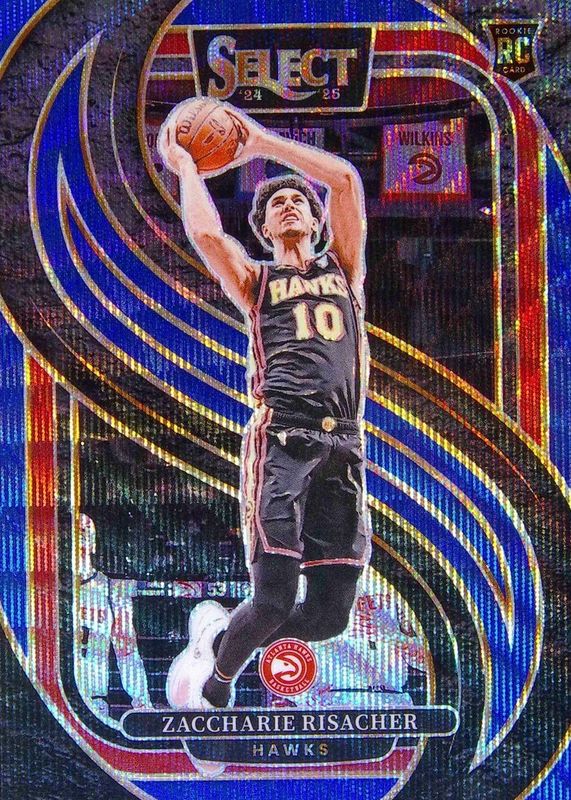 Zaccharie Risacher 2024 Select #180 Premier Level Blue Wave /75 Rookie RAW