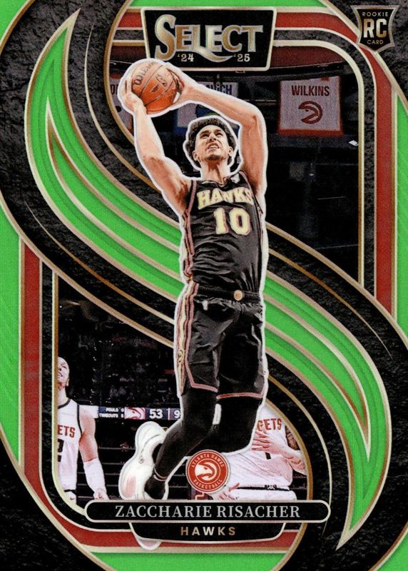 Zaccharie Risacher 2024 Select #180 Premier Level Neon Green /75 Rookie RAW