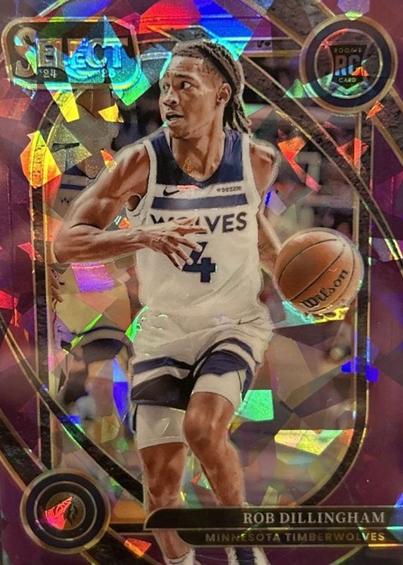 Rob Dillingham 2024 Select #288 Courtside Purple Cracked Ice /99 Rookie RAW