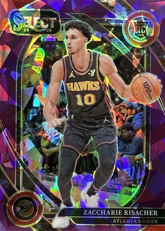Zaccharie Risacher 2024 Select #289 Courtside Purple Cracked Ice /99 Rookie RAW