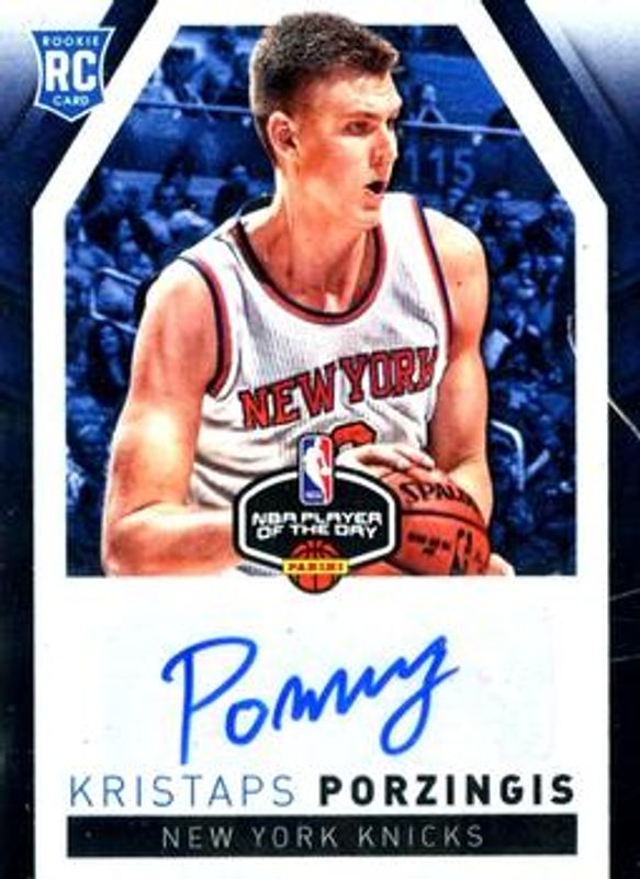 Kristaps Porzingis 2015 Panini Player of the Day #KP Autographs Rookie RAW