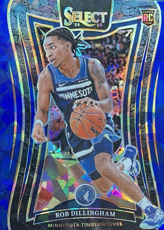 Rob Dillingham 2024 Select #392 Mezzanine Blue Cracked Ice Rookie RAW