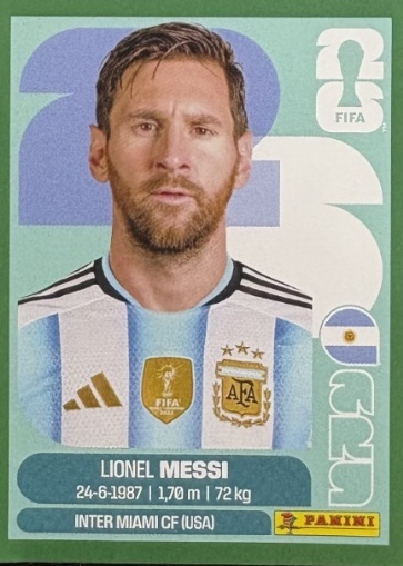 Lionel Messi 2026 Panini World Cup Stickers #ARG17 Green (1:1,529 ...