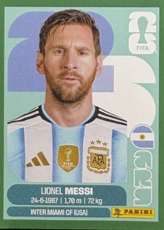 Lionel Messi 2026 Panini World Cup Stickers #ARG17 Green (1:1,529 ...