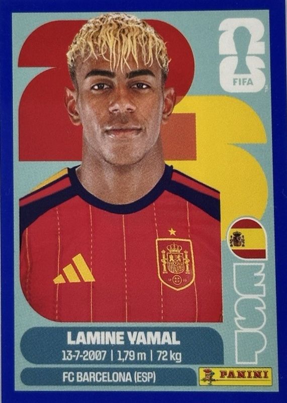Lamine Yamal 2026 Panini World Cup Stickers #ESP15 Blue (1:2