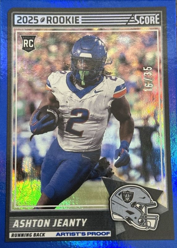 Ashton Jeanty 2025 Score #14 Artist's Proof /35 Rookie RAW