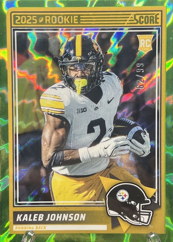 Kaleb Johnson 2025 Score #12 Electric /99 Rookie RAW