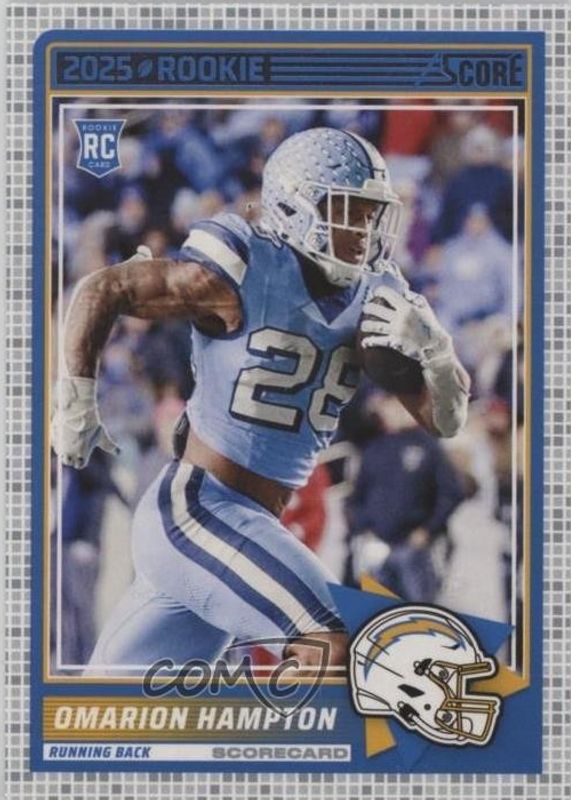 Omarion Hampton 2025 Score #37 Scorecard Rookie RAW