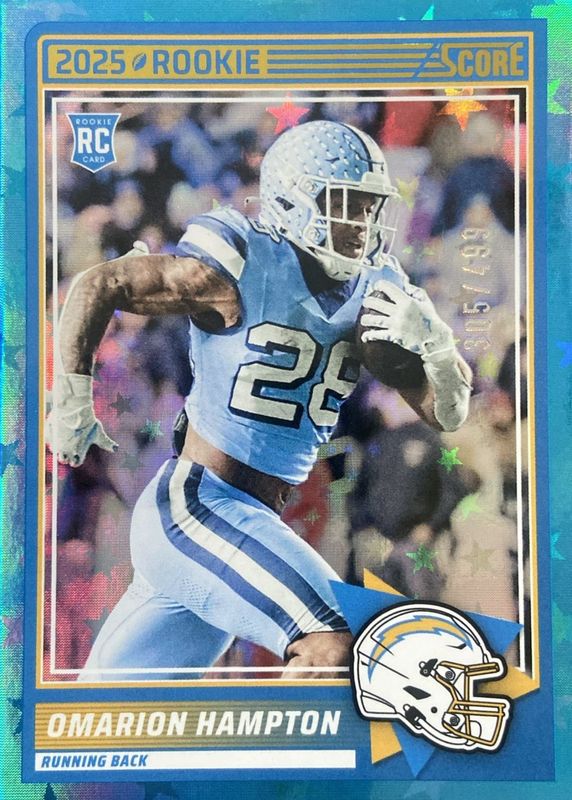 Omarion Hampton 2025 Score #37 Stars /499 Rookie RAW