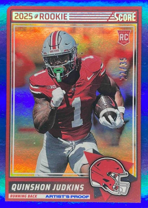 Quinshon Judkins 2025 Score #38 Artist's Proof /35 Rookie RAW
