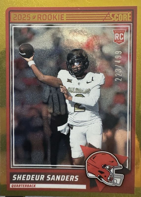 Shedeur Sanders 2025 Score #15 Dots Gold /499 Rookie RAW