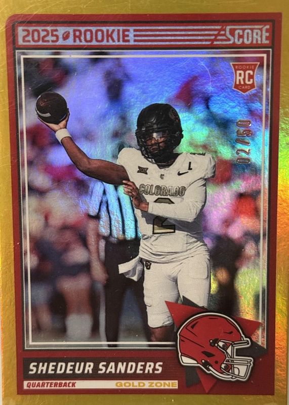Shedeur Sanders 2025 Score #15 Gold Zone /50 Rookie RAW