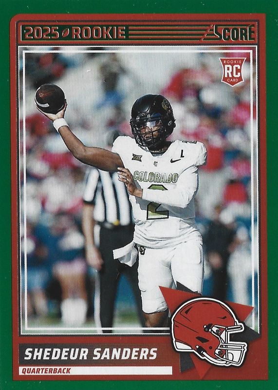 Shedeur Sanders 2025 Score #15 Green Rookie RAW